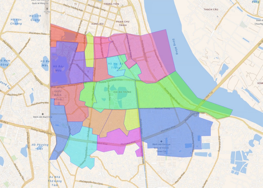 Map of Hai Ba Trung District